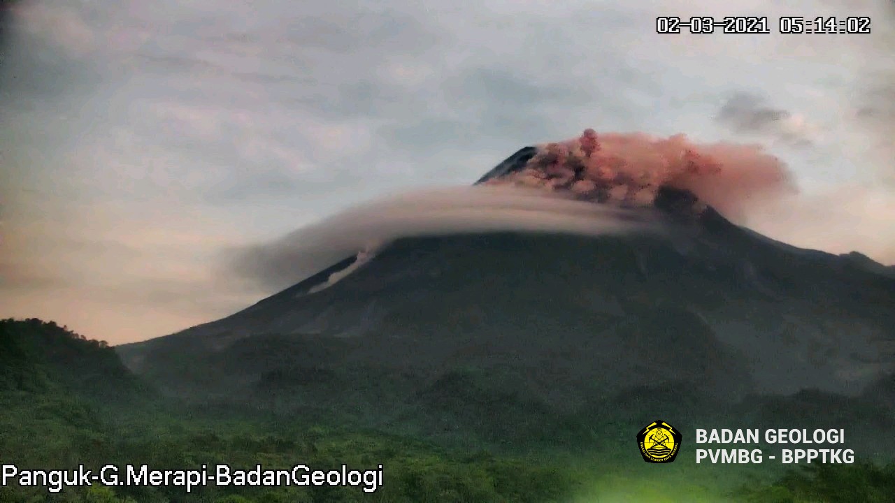 Gunung Merapi, 2 Maret 2021 pukul 05.11 WIB (dok. BPPTKG)